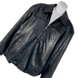 BOSTON HARBOR! GORGEOUS SOFT, SUPPLE BLACK GENUINE LEATHER JACKET, COAT! SZ XL